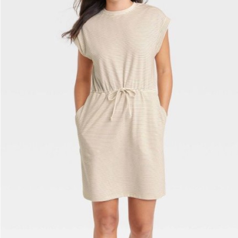 A NEW DAY- Women’s Striped Beige Casual Dress Size Small